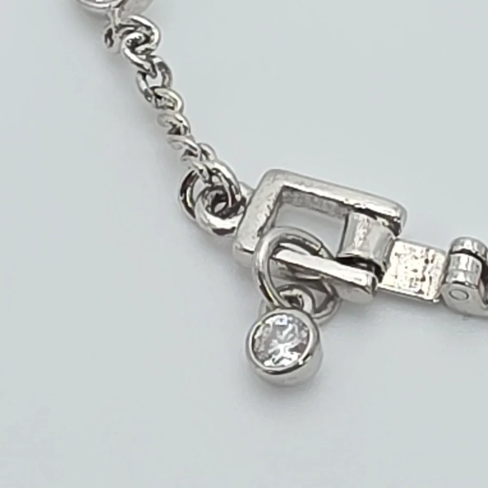 New! GIVENCHY‎ Station Bracelet SWAROVSKI Crystals Clear Silver Plate 6.75